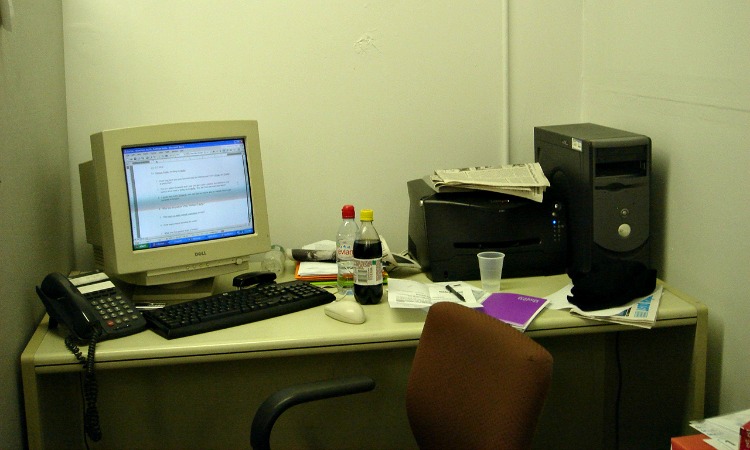 My internship desk back in 2005. Was this old-fashioned even back then?